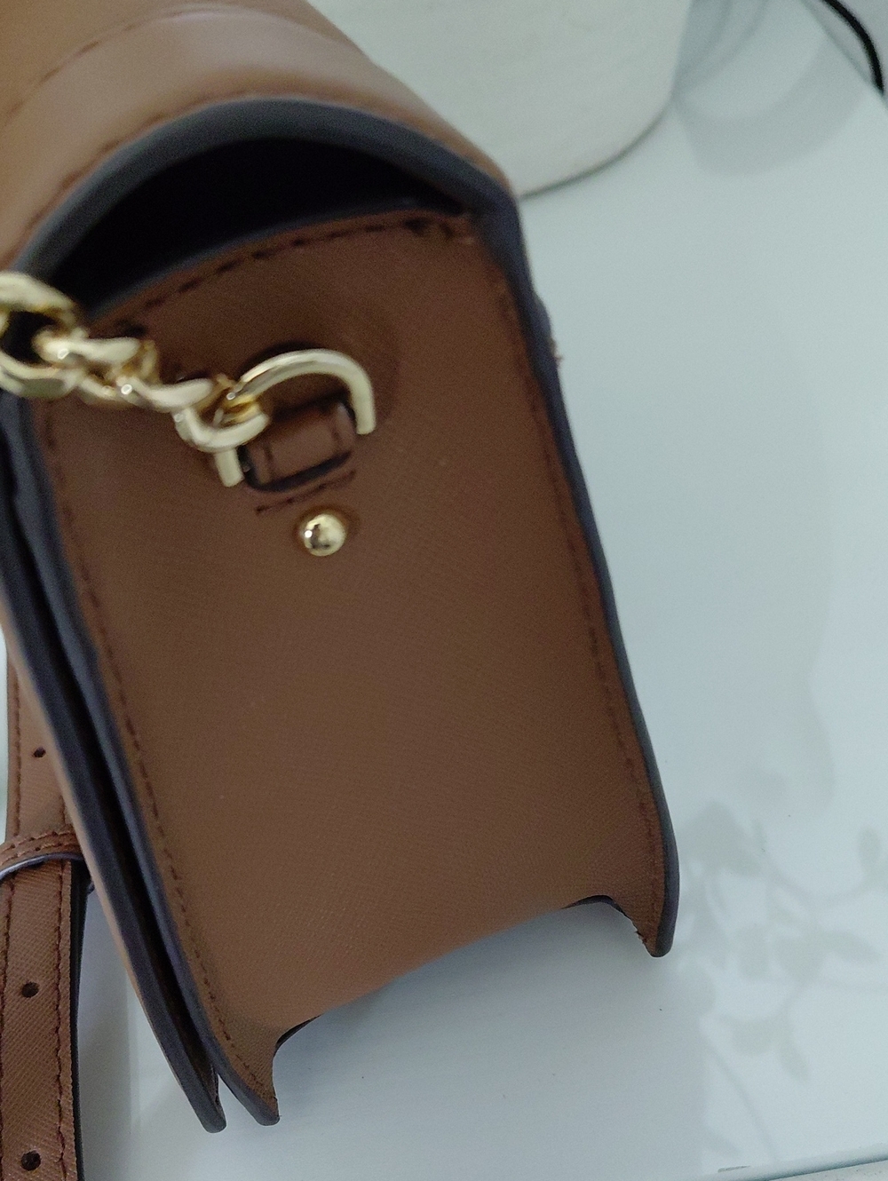Michael Kors Jet Set Large Saffiano Leather Camel Crossbody Bag - Picture 15 of 16